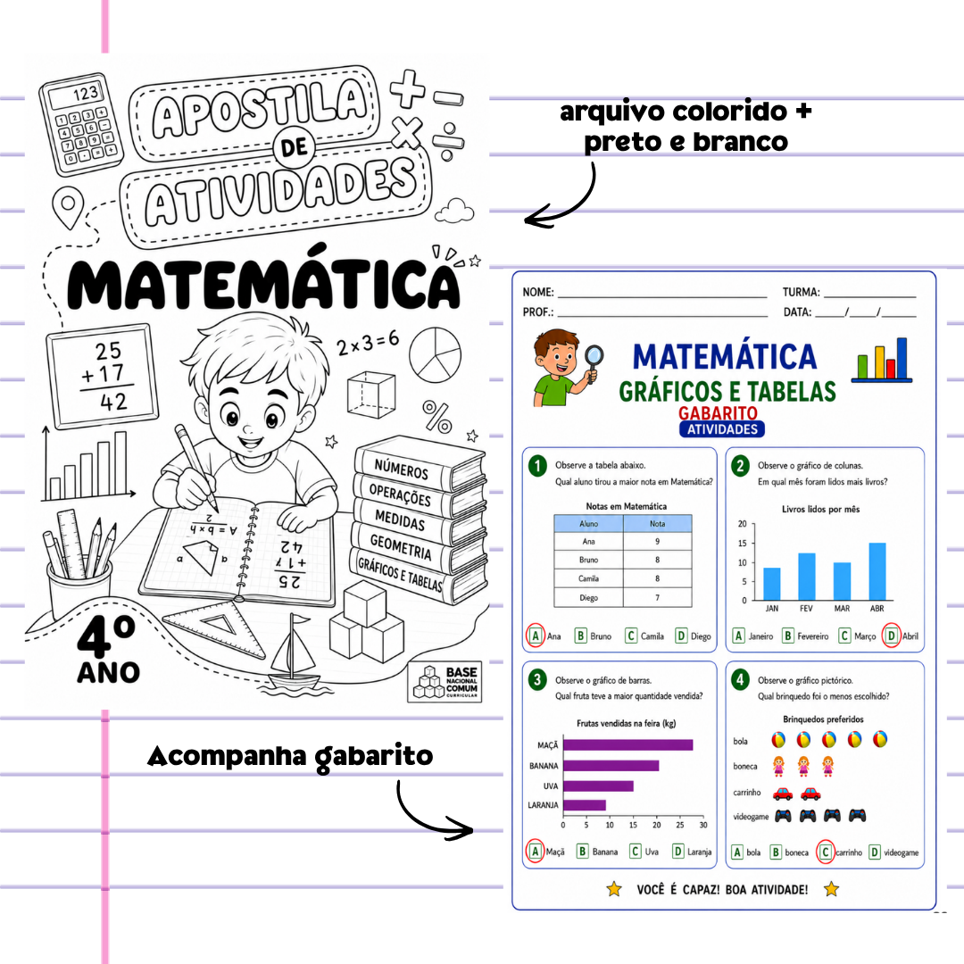 APOSTILA DE ATIVIDADES MATEMÁTICA - 4º ANO - Imagem 3